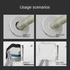 Comparison showing before and after installation of moldable sealing clay for AC holes, pipes, and wall gaps