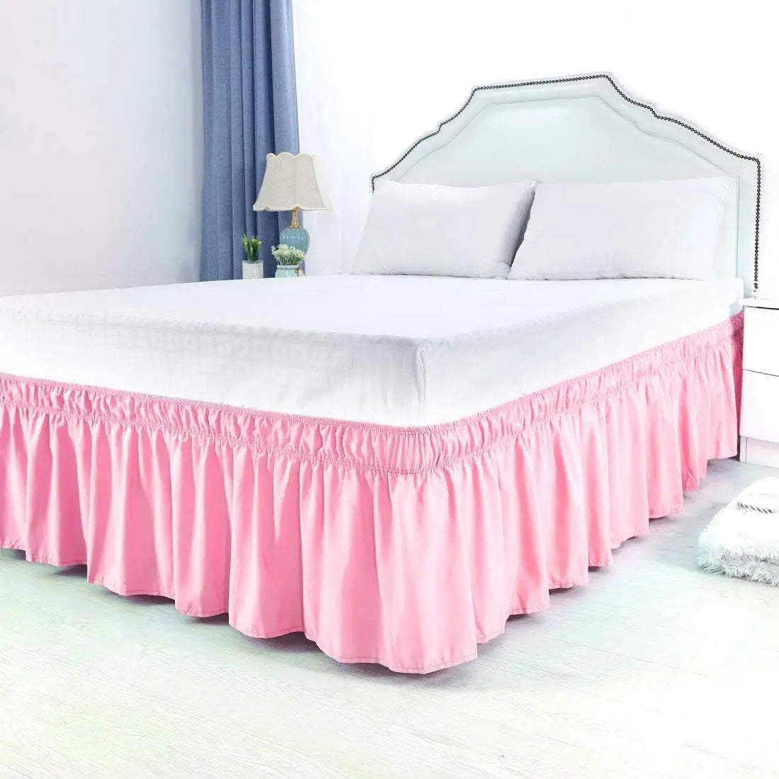Ruffled Bed Skirt with Elastic Band – No-Lift, Wrinkle-Resistant Design