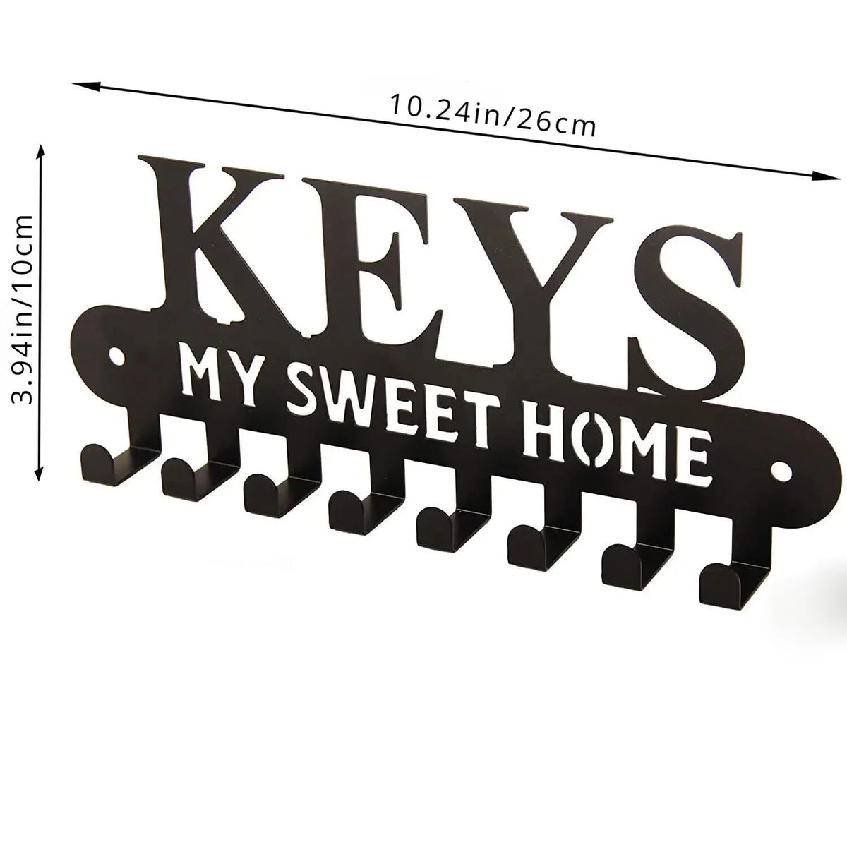 Wall-Mounted Metal Key Holder with 8 Hooks