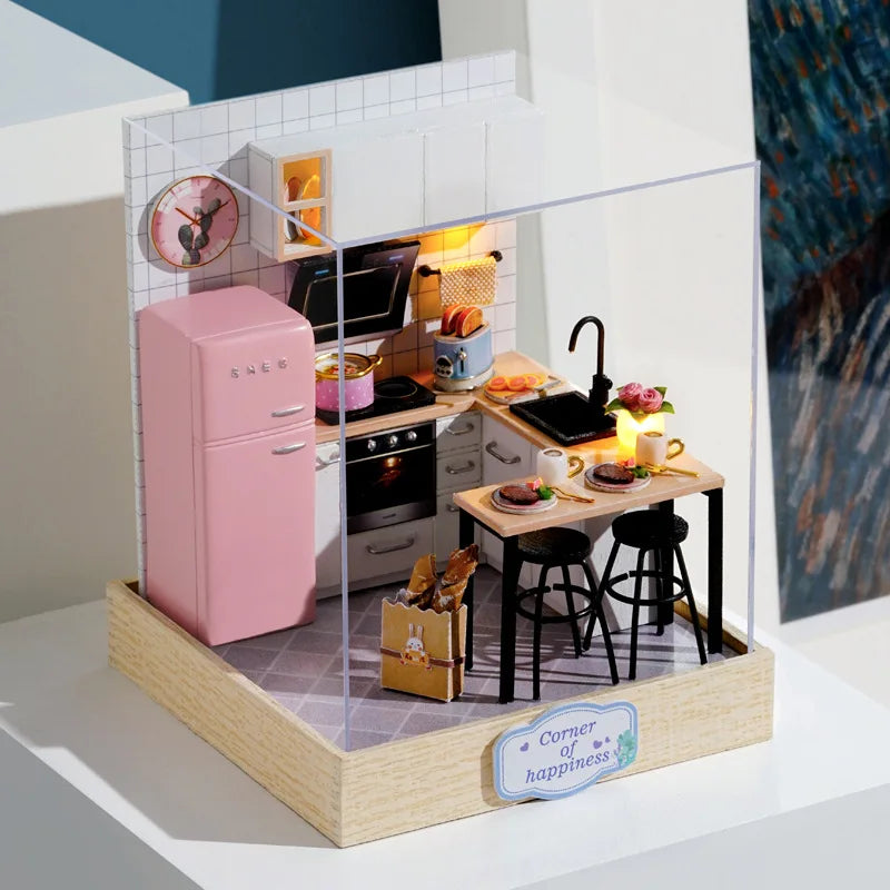 DIY Wooden Dollhouse Miniature Coffee Shop Model Kit