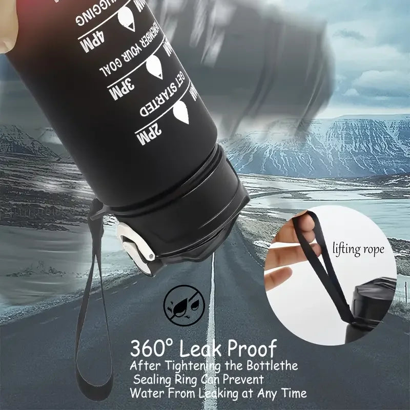 Motivational Time-Marker Water Bottle with Straw