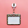 Leopard Print ID Card Holder with Detachable Lanyard
