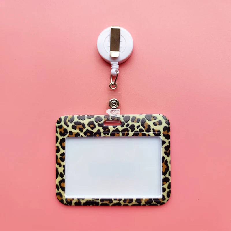 Leopard Print ID Card Holder with Detachable Lanyard