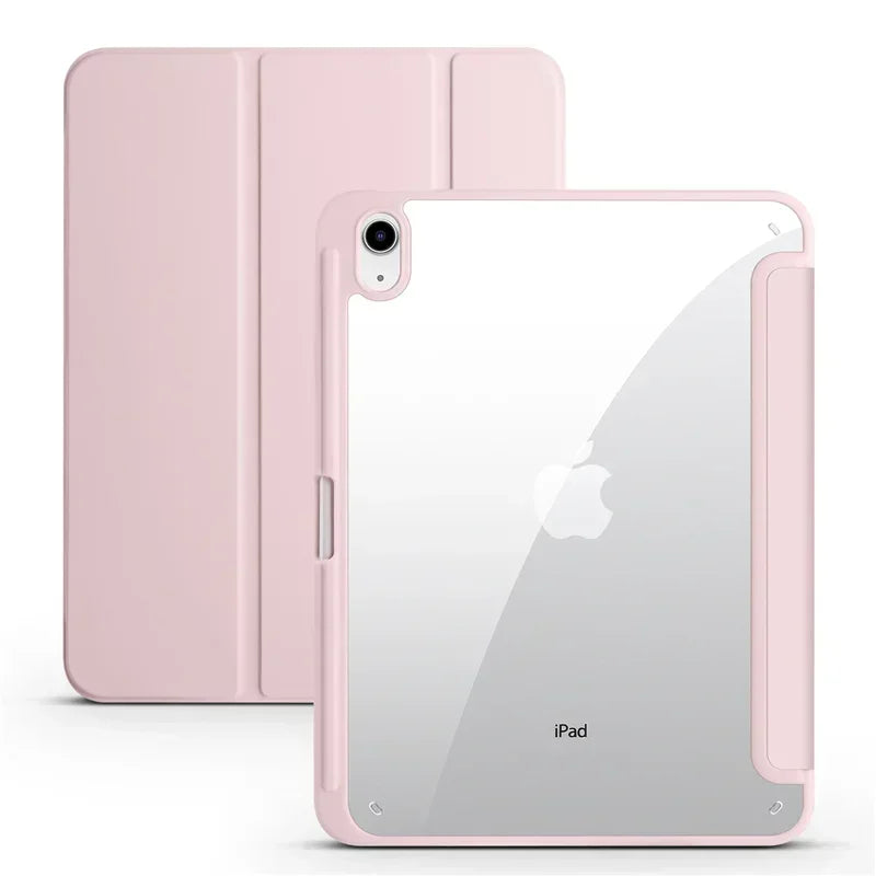 Slim Trifold iPad Case with Clear Acrylic Back and Pen Holder