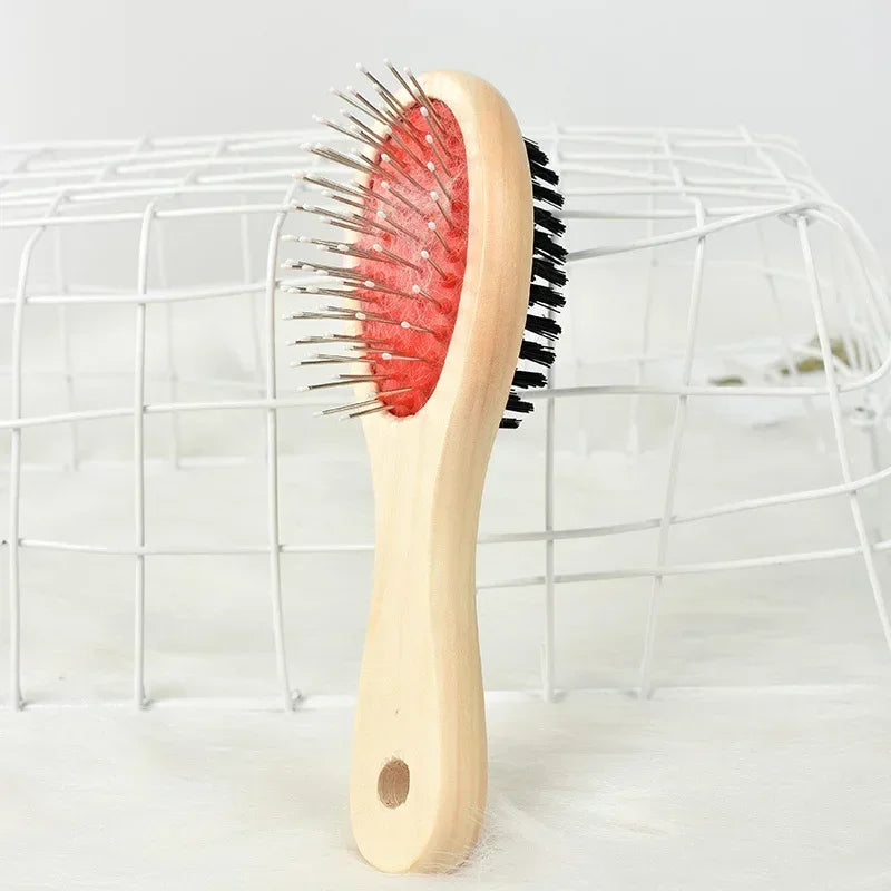 Wooden Double-Sided Pet Grooming Comb