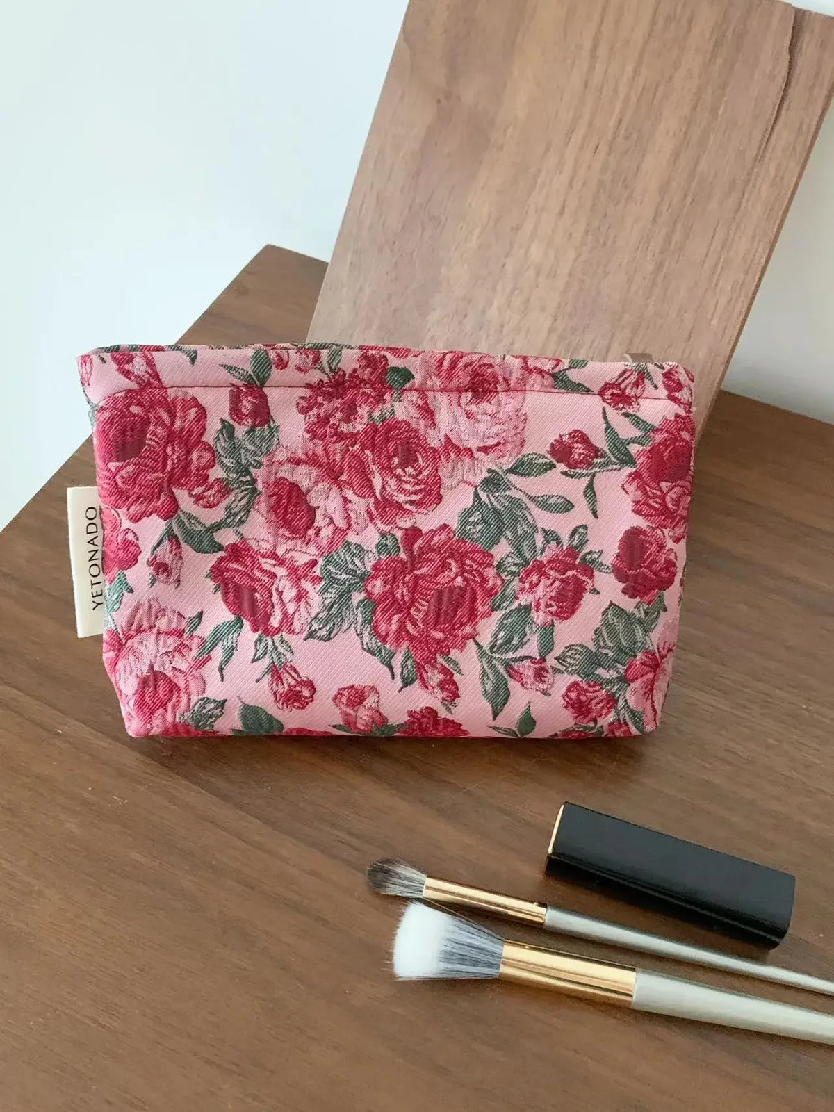 Vintage Floral Cosmetic Bag - Portable Makeup & Toiletry Organizer
