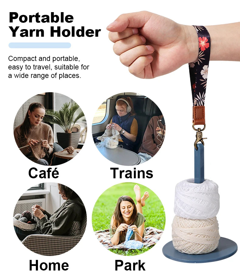 Yarn Holder with Wrist Strap for Knitting & Crochet
