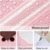 Glitter pink peel-and-stick vinyl contact paper showing water resistance and ease of cleaning