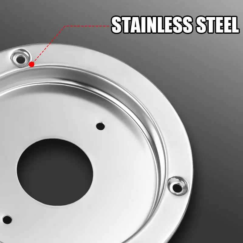 A close-up view of a stainless steel mounting bracket for a watermelon light, showing the circular base and mounting holes.