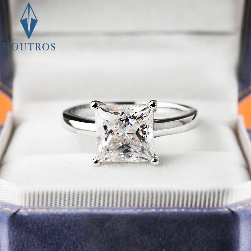 Princess Cut Moissanite Solitaire Ring in 925 Sterling Silver