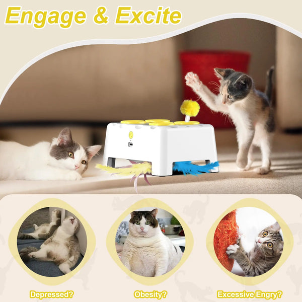 Smart Whack-a-Mole Cat Toy with Auto-Pause