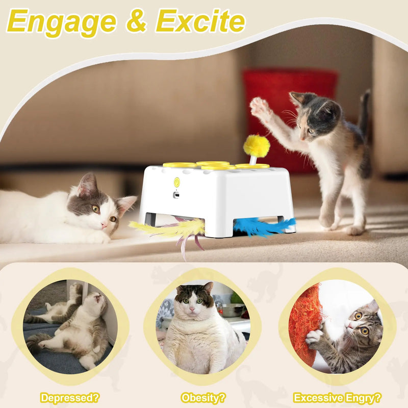Smart Whack-a-Mole Cat Toy with Auto-Pause