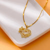 Zircon Flower Heart Initial Necklace