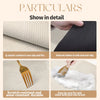 Close-up shots of a black mat showing its non-slip features, durability, and ease of cleaning with a brush.