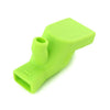 A bright lime green flexible silicone faucet extender designed for kids and handwashing.