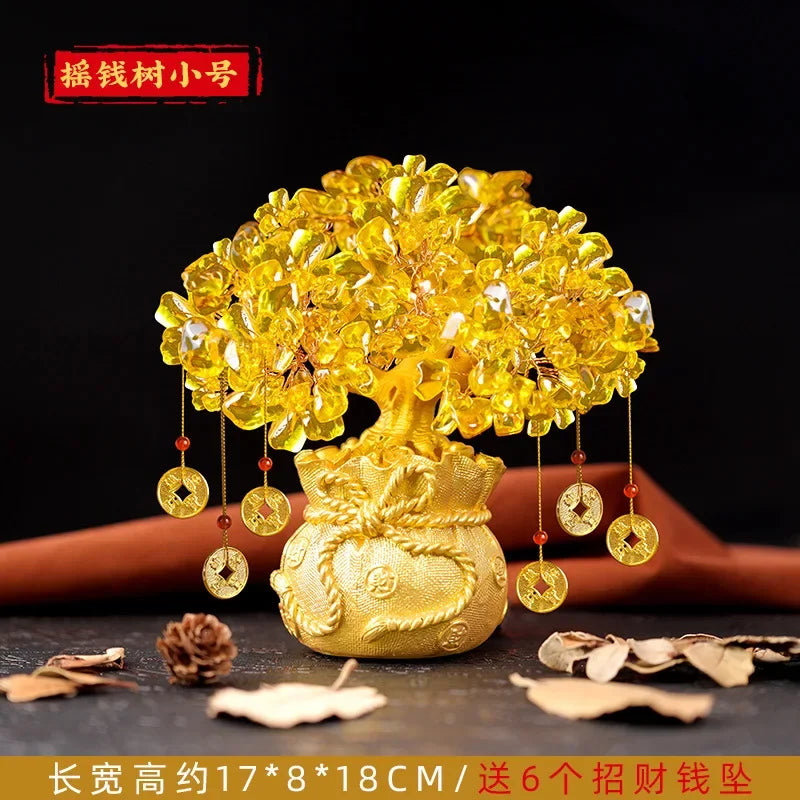 Golden Citrine Crystal Money Tree – Feng Shui Wealth Charm