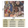 A fan throw blanket featuring a collage of Gilmore Girls characters and themes.
