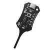 A black electronic device labeled W01 V2.0 with a metal connector and text indicating an inductance detector.
