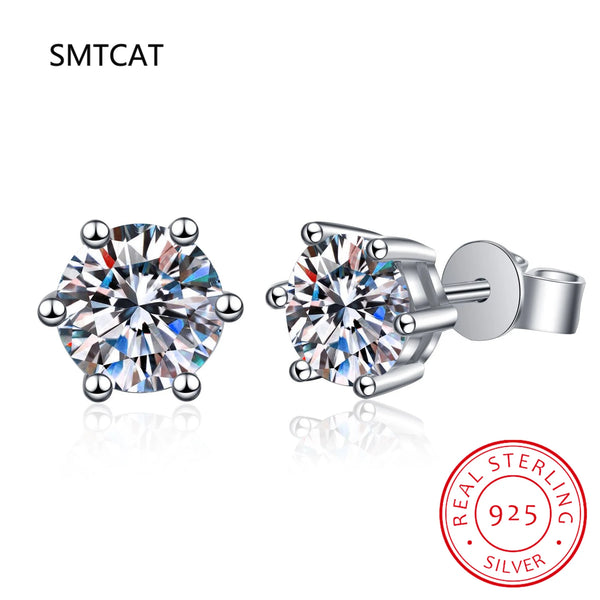Classic Moissanite Stud Earrings in Sterling Silver