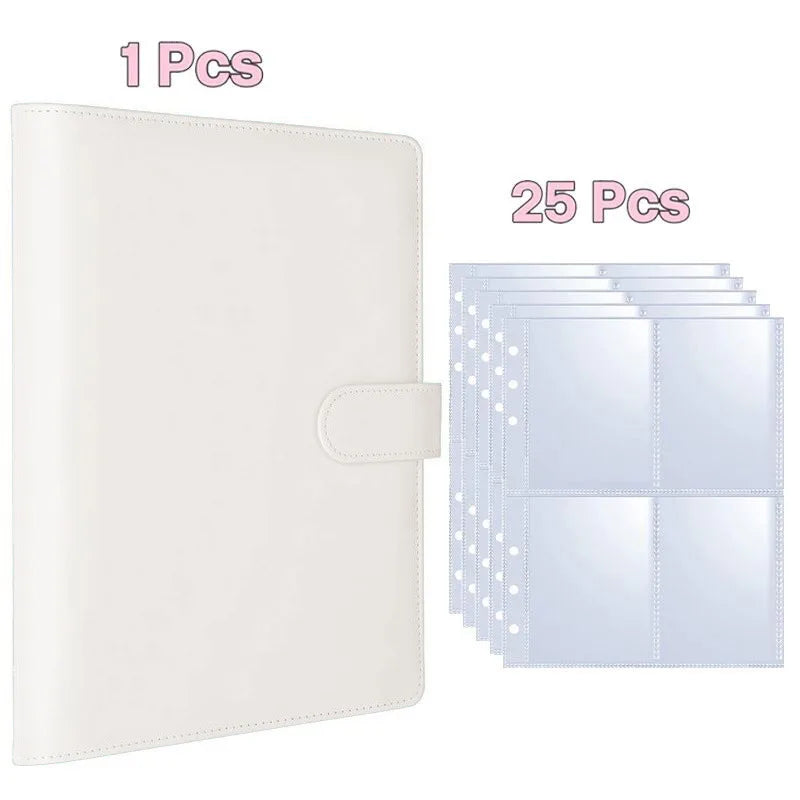 A5 PU Leather Photo & Card Organizer Binder with 4-Pocket Sleeves