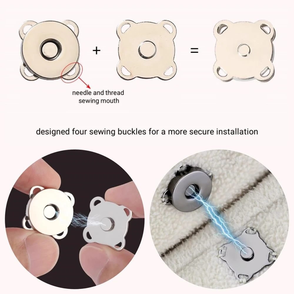 Diagram showing the assembly of four sewing buckles for secure fabric installation.