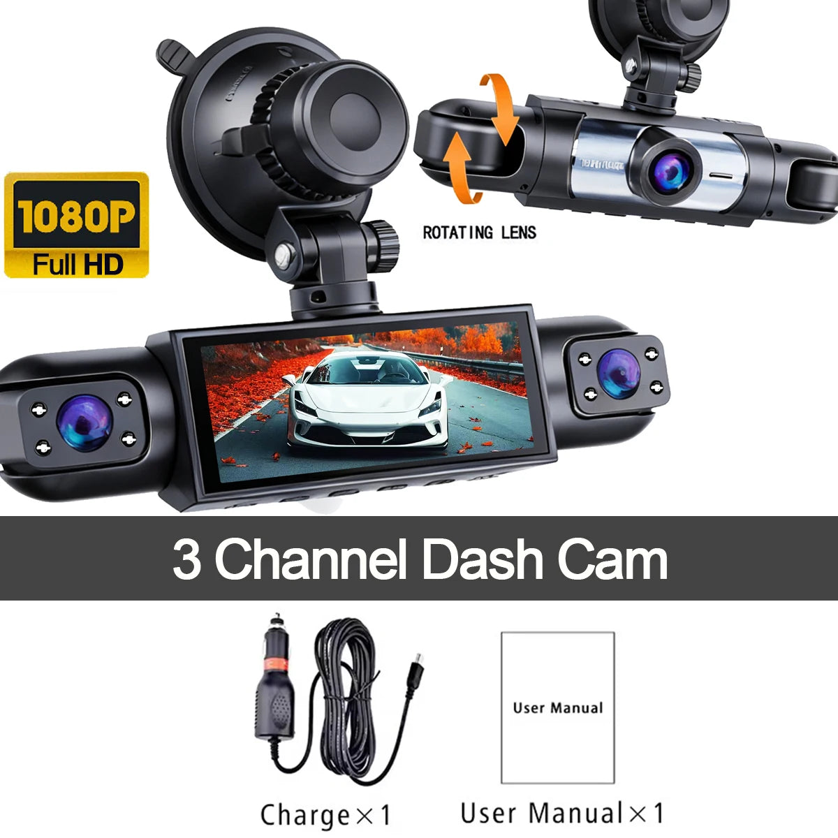 4-Channel 360° Dash Cam with Full Vehicle Coverage and Night Vision