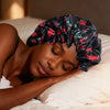 Floral Print Satin Sleep Bonnet – Double Layer Hair Protector