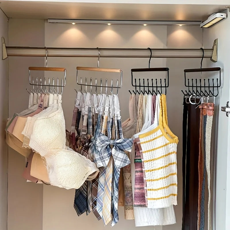 Wall-Mounted Wooden Hat Rack with Hooks