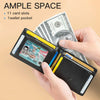 Slim RFID Blocking Leather Card Holder Wallet with Geometric Pattern