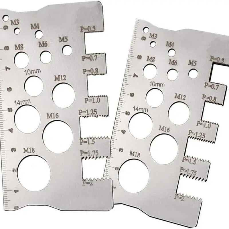 Stainless Steel Metric Thread Pitch Gauge with Measuring Ruler