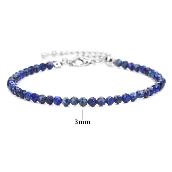 Natural Stone Bead Bracelet with Adjustable Lace-Up Closure