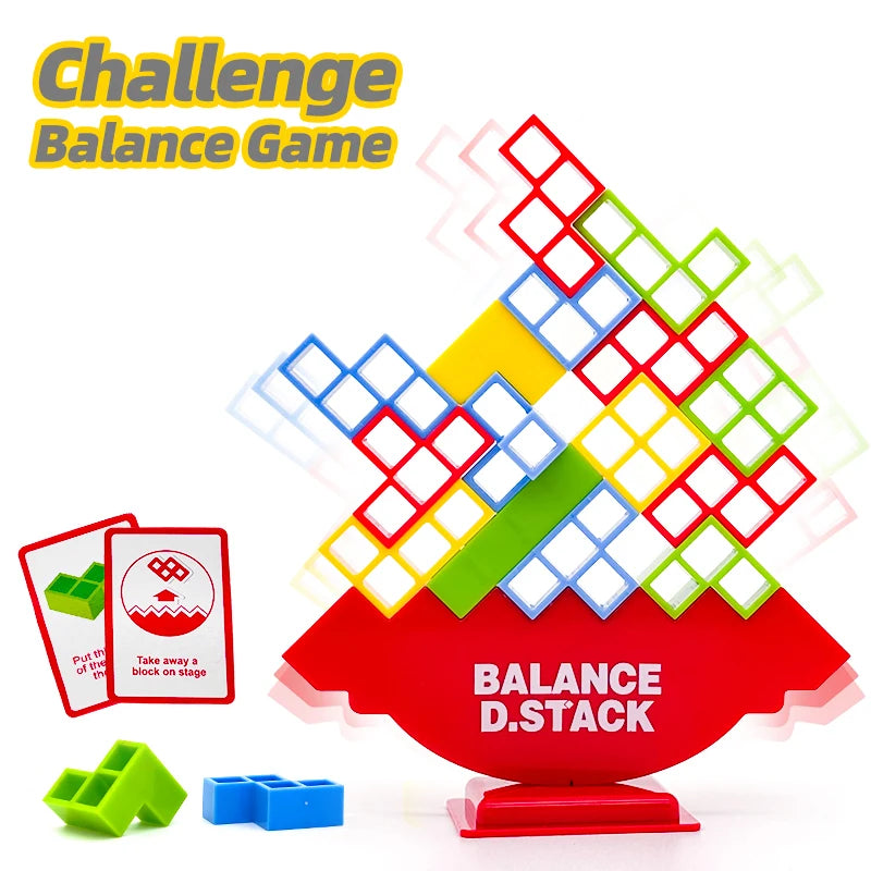 Balance Stacking Block Game with Cards & Challenges