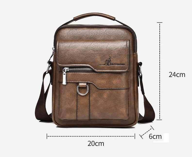 Vintage Leather Messenger Bag for Men – Classic Crossbody Shoulder Bag