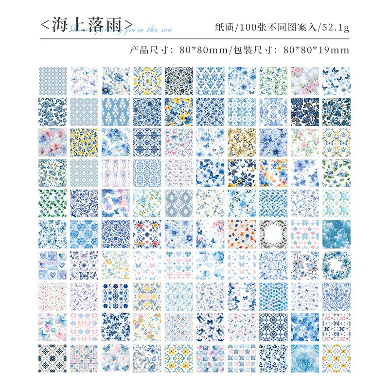 A grid of assorted vintage floral scrapbook paper sheets in various colors and patterns for journaling and crafts.