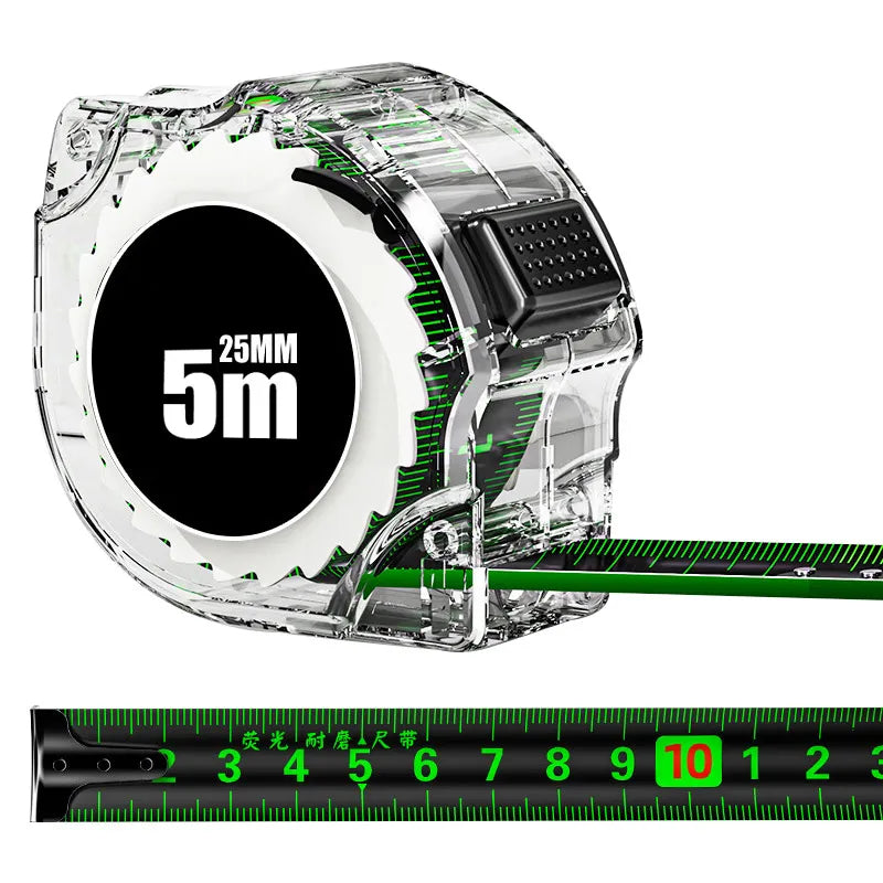 5m Fluorescent Steel Tape Measure with Self-Locking Mechanism