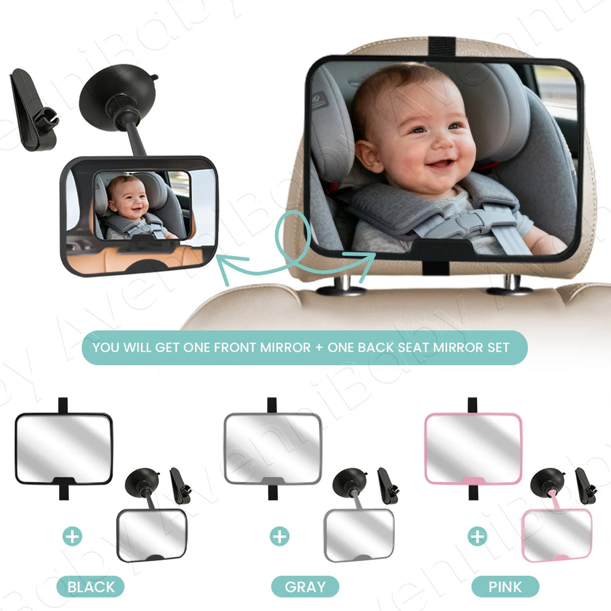 2-in-1 Car Seat Mirror Set for Infants
