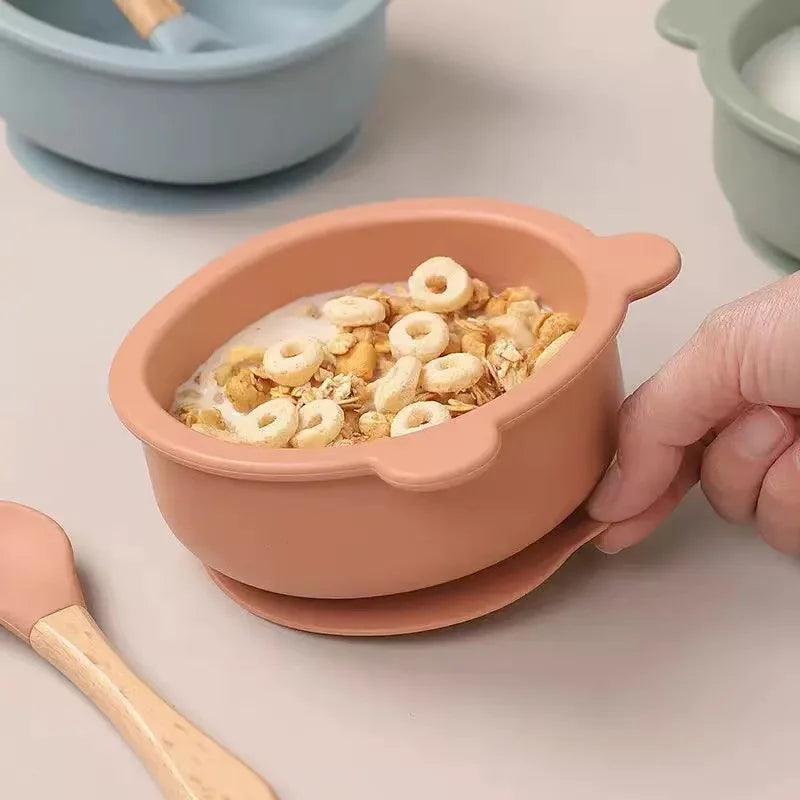 Complete Silicone Baby Feeding Set with Suction Bowl, Plate, Utensils & Bib