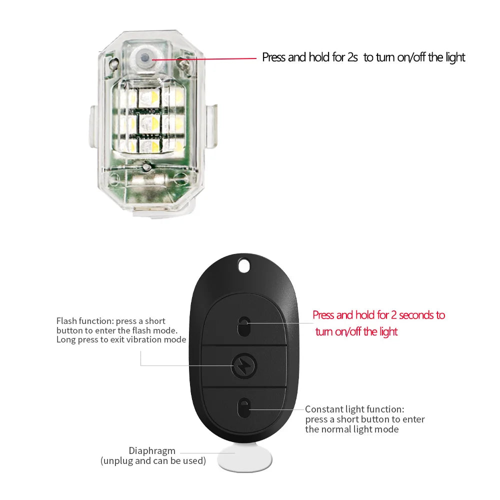 Wireless LED Strobe Light with Remote Control for Vehicles