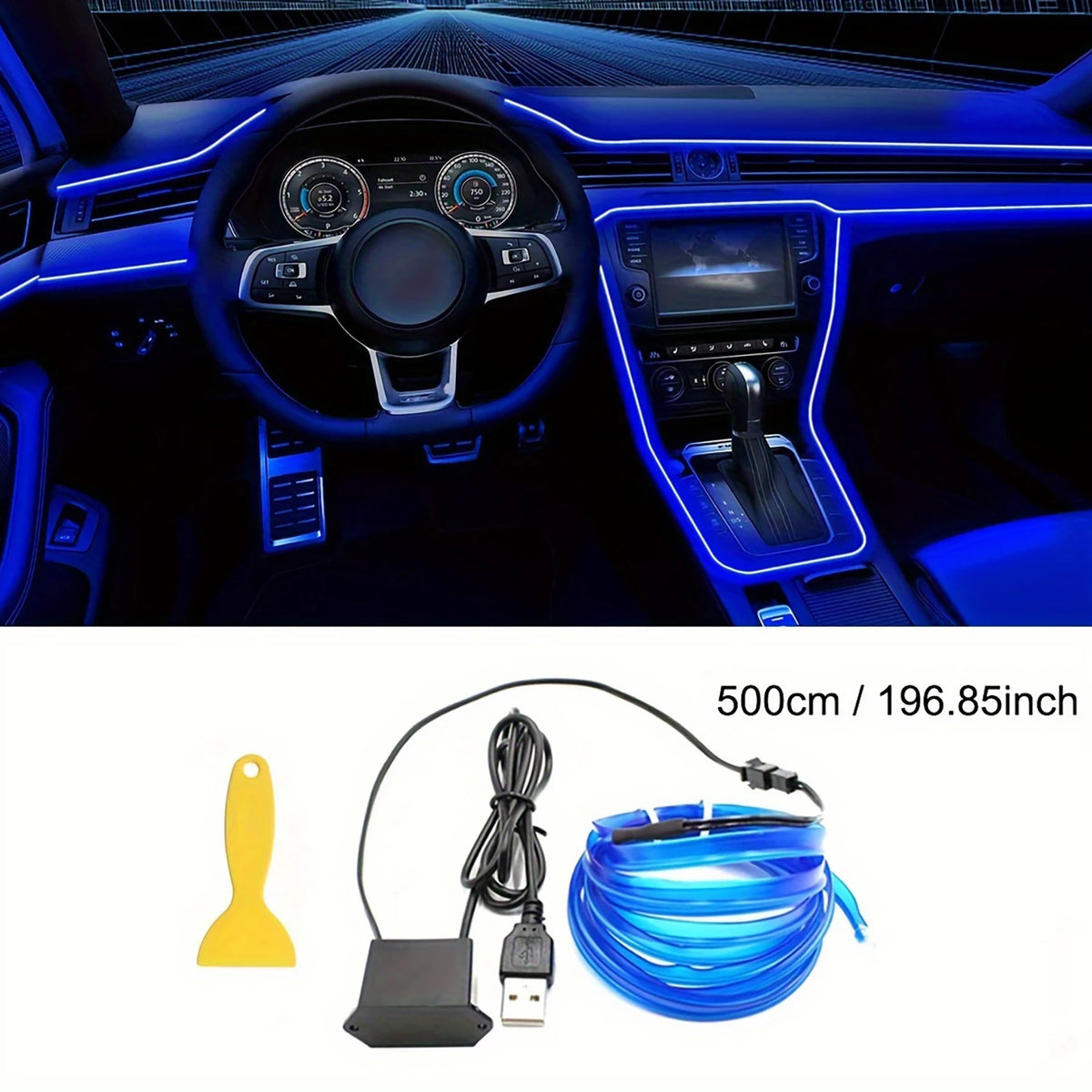 USB Powered EL Wire Ambient Light Strip for Car Interior