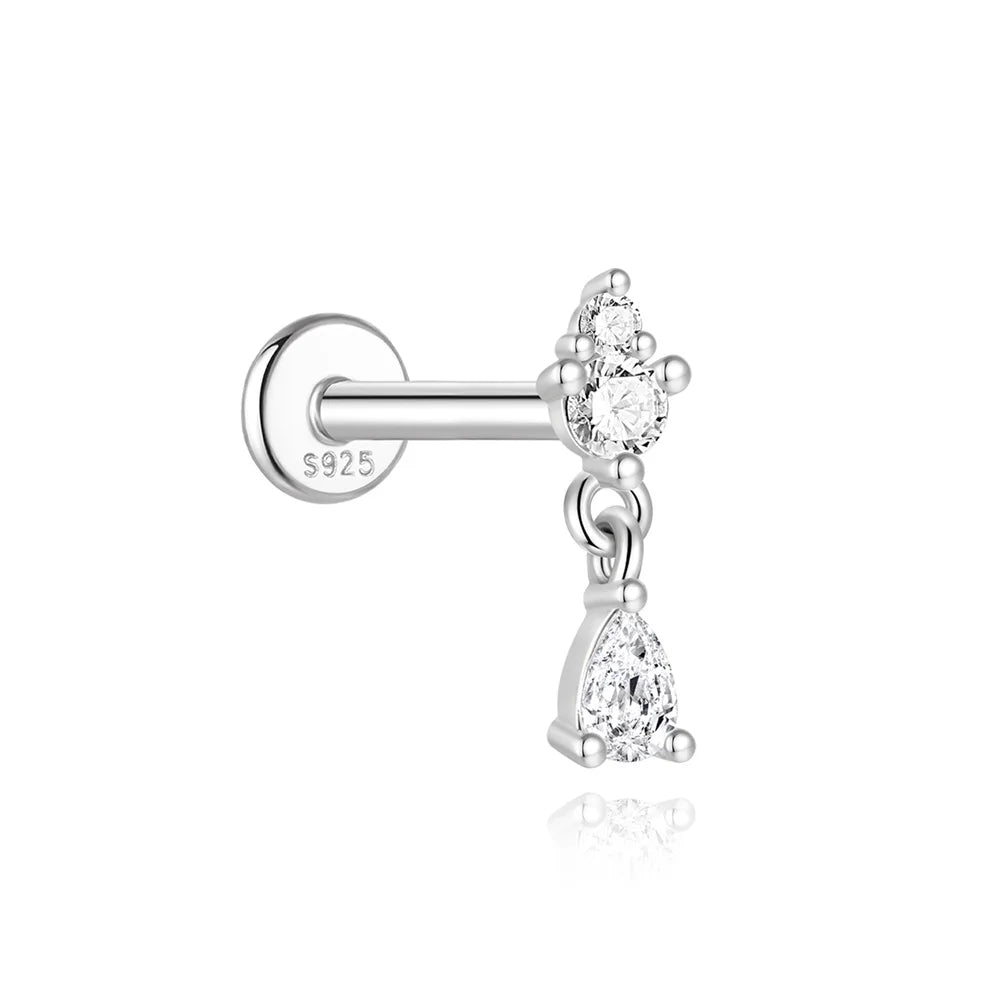 S925 sterling silver moissanite bowknot stud earrings with a simple bar design