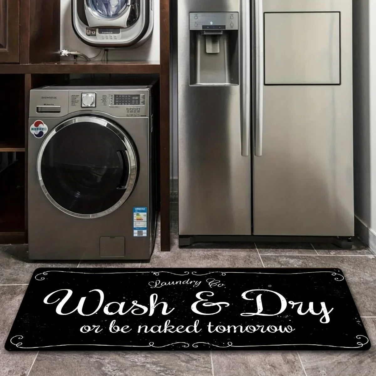Non-Slip Felt Laundry Room Mat – Washable Runner Rug