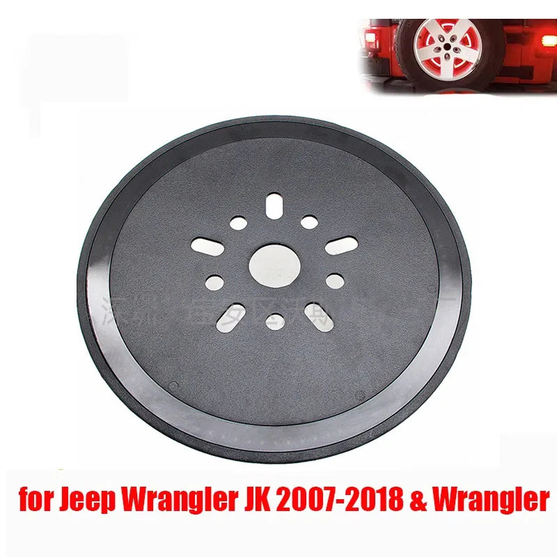 A circular brake light assembly for a Jeep Wrangler spare tire.