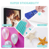 A collection of reusable nail glue clay and accessories including a photo frame, picture, balloon, and starfish.