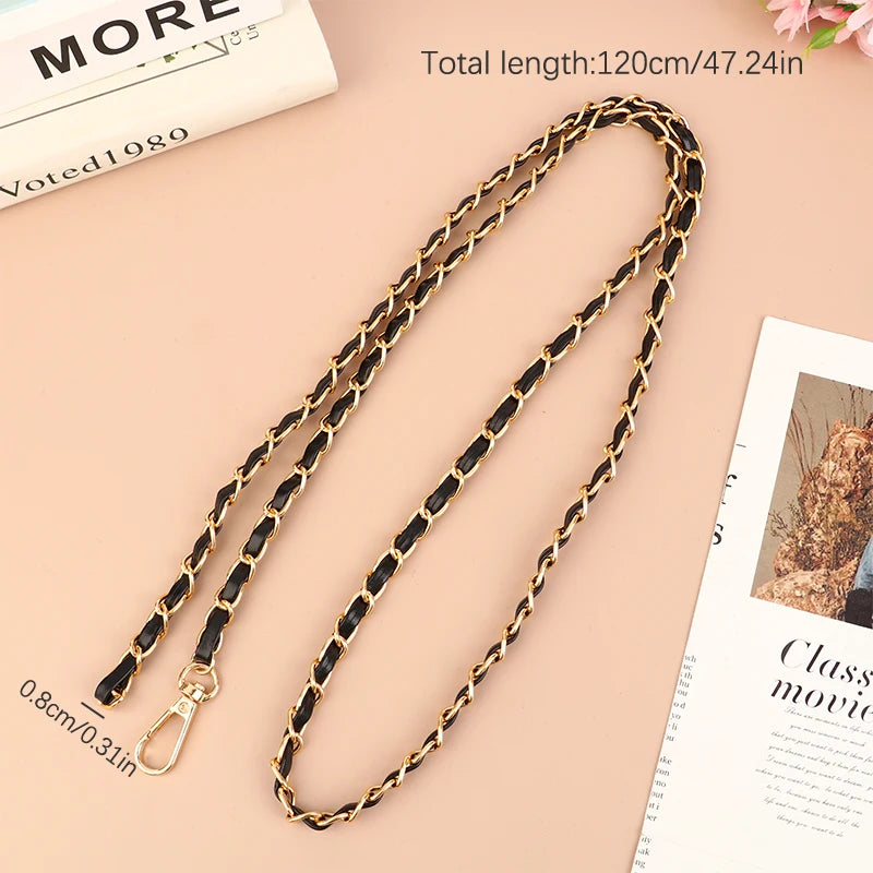120cm Leather-Trimmed Chain Bag Strap