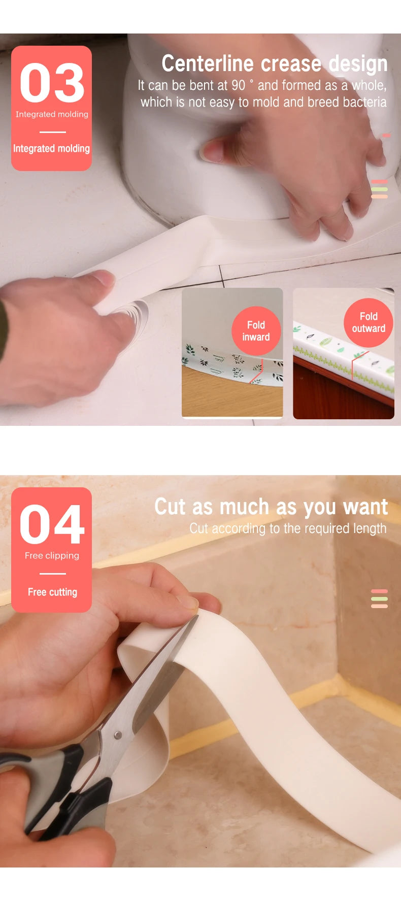 Self-Adhesive Waterproof Sealing Tape for Bathroom & Kitchen Edges