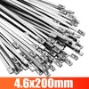 A close-up view of multiple heavy-duty stainless steel cable ties with 4.6x200mm size.