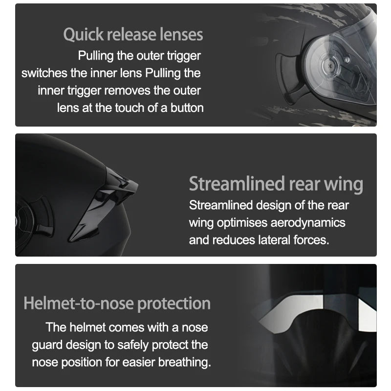 Modular Flip-Up Motorcycle Helmet with Removable Chin Guard