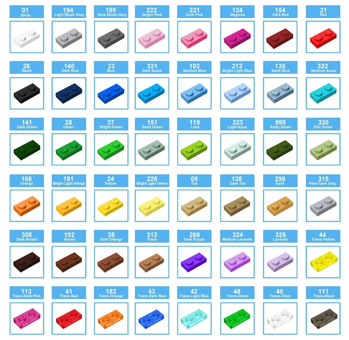 10-Piece 1x6 Building Brick Plates for Creative Construction Sets