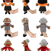 A set of five hand puppets featuring diverse characters for storytelling and role play