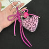 Leopard Print Plush Keychain with Woven Rope